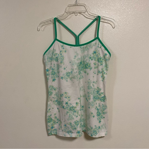Lululemon Power Y Workout Tank top White Floral print Size 10 🍋 - Picture 1 of 12